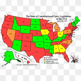 Constitutional Carry States - Marriage And Family Therapist Salary, HD Png Download - blank map of usa png