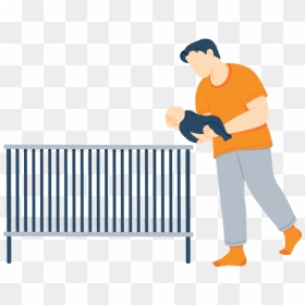 Illustration Of A Dad Transitioning His Baby To His, HD Png Download - baby crib png