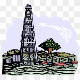 Vector Illustration Of Fossil Fuel Petroleum And Gas - Petroleum, HD Png Download - oil derrick png