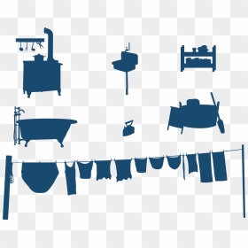 Victorian Household Blue - Hanging Clothes Vector Png, Transparent Png - clothes line png