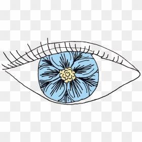 Flower Eye Blue Eyeball - Eye Drawing With Flower Pupil, HD Png Download - pupil png