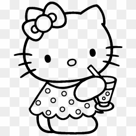 Hello Kitty Was Drinking - Colouring Pages Of Cartoon Characters, HD Png Download - hello kitty head png