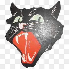 Vintage Dennison Halloween Black Cat Die Cut For Kids - Vintage Transparent Halloween Pngs, Png Download - halloween black cat png