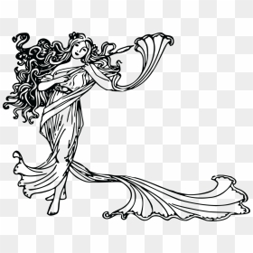 Vintage Fairy Girl Drawing, HD Png Download - vintage swirl png