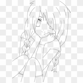 Line Art Girl Anime Png - Line Art, Transparent Png - anime lineart png