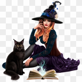 Tube Halloween, Sorcière Png, Chat Noir, Transparent Png - halloween black cat png