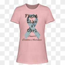 Fight Like A Girl For Diabetes Ladies Tee [runs Small] - Cartoon, HD Png Download - fight like a girl png