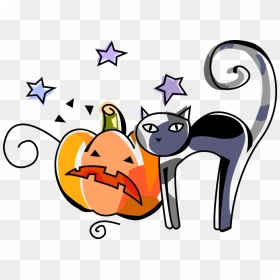 Vector Illustration Of Halloween Black Cat Associated - Monografia De Halloween, HD Png Download - halloween black cat png