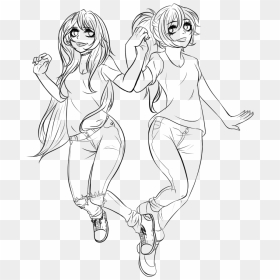 Best Friends Anime Coloring Pages Anime Best Friends - Best Friend Drawings Anime, HD Png Download - anime lineart png
