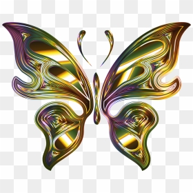 Butterfly 14 No Background - Gold Butterfly Transparent Background, HD Png Download - gold butterfly png