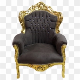 Big Baroque Armchair Gold Frame, Brown Velvet With - Club Chair, HD Png Download - baroque frame png