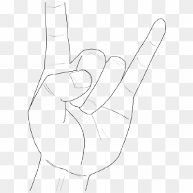 Heavy Metal Horns Music Rock Gesture Hand Public Domain - Line Art, HD Png Download - metal horns png