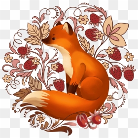 Fox And Strawberry Clipart - Illustration, HD Png Download - thanksgiving transparent png