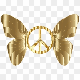 Groovy Peace Sign Butterfly 10 Clip Arts - Art Peace, HD Png Download - gold butterfly png