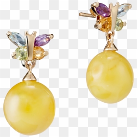 Our Selection Earrings In Milky Amber And Gold With - Earrings, HD Png Download - gold butterfly png