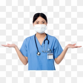 Women Pointing Both Sides Png Image - Doctor With Mask Png, Transparent Png - doctor mask png