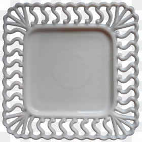 Antique Milk Glass Square Plate Atterbury Lace Rim - Milk Glass, HD Png Download - square plate png