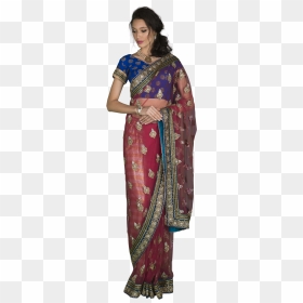 Blue Blouse Saree - Silk, HD Png Download - sarees png images