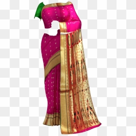 Pink Green Maharani Paithani Saree - Transparent Paithani Sarees, HD Png Download - sarees png images