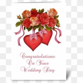 Hearts & Flowers Wedding Congratulations Greeting Card - Congratulation Wedding Greeting Cards, HD Png Download - congratulations images with flowers png