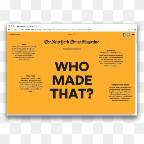 The New York Times Magazine, 2013 Innovations Issue, - New York Times Magazine Online, HD Png Download - new york magazine logo png