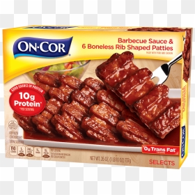 Barbecue Sauce & 6 Boneless Rib-shaped Patties - Cor Meals, HD Png Download - bbq ribs png
