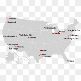 United States Largest Cities Map, HD Png Download - map of usa png