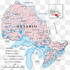The Map Of Ontario, Canada - Scale Map Of Ontario, HD Png Download - ontario png