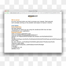 Amazon Payment Error Page, HD Png Download - error message png