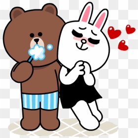 Brown & Cony Sweet Love - Sticker Brown And Cony, HD Png Download - line sticker png