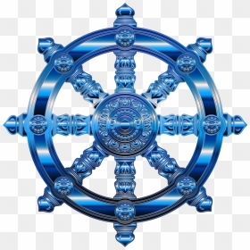 Blue,wheel,symbol - Transparent Background Buddhist Symbol Png, Png Download - buddhism symbol png
