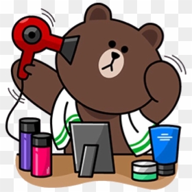 Brown Drying Fur With Hairdryer Line Cony, Cony Brown, - Brown Line Friends Cony, HD Png Download - line sticker png