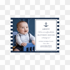 Boy First Birthday Photo Invitation Editable Template - Infant, HD Png Download - 1st birthday boy png