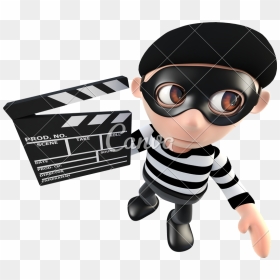 3d Funny Cartoon Burglar Thief Character Holding A - Cartoon Burglar Crowbar, HD Png Download - 3d cartoon character png