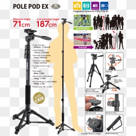 Velbon Pole Pod Ex, HD Png Download - camera with tripod png