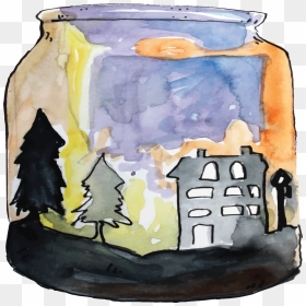 Hand-painted Glass Water Color Bottle Transparent Cartoon - Creative Arts, HD Png Download - color hand png