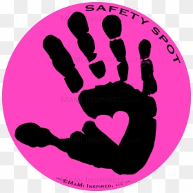 Safety Spot Kids Black Hand Color Background Car Magnet - Black Handprint On Pink Background, HD Png Download - color hand png