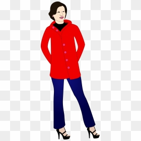 Woman In Jeans Clipart Png Transparent Png , Png Download - Woman In Coat Clipart, Png Download - jeans button png