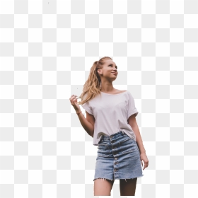 Girl In Button Skirt - Girl, HD Png Download - jeans button png
