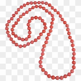 Long Pink Coral Bead Necklace - Buddhist Mala Beads Red White Tassel, HD Png Download - neckless png