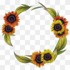 Hand Painted Two Color Sunflower Wreath Png Transparent - Sunflower Wreath Png, Png Download - color hand png