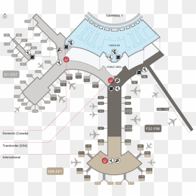 Map Of Terminal 1 Toronto Pearson Airport - Yyz Terminal 1 Air Canada, HD Png Download - flying leaf png
