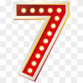 Red Number Seven With Lights Png Clip Art Image - Number Seven Clip Art, Transparent Png - number images png