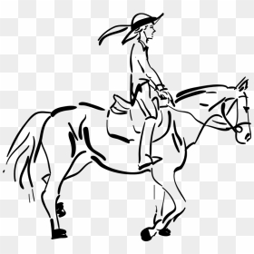 Girl Riding Horse Drawing, HD Png Download - horse riding png