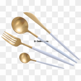 Talheres Branco E Dourado, HD Png Download - steel spoon png