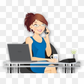 Receptionist Girl - Receptionist On The Phone Cartoon, HD Png Download - calling girl png