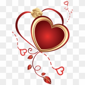 , V - Heart And Rose Png, Transparent Png - love heart 3d png