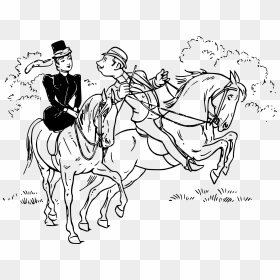 Riding Couple 5 Clip Arts - Drawings Of People Riding Horses, HD Png Download - horse riding png