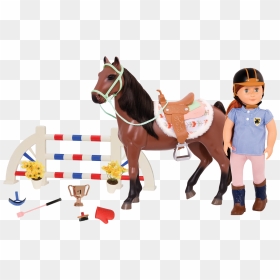 Elliet With Horse And Jump Fence - Buckskin Horse Our Generation, HD Png Download - horse riding png
