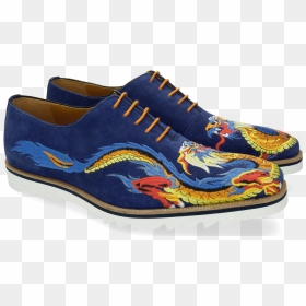 Oxford Shoes Clark 25 Suede Mid Blue Embrodery Dragon - Buty Męskie Z Wyhaftowanym Smokiem, HD Png Download - casual shoes png